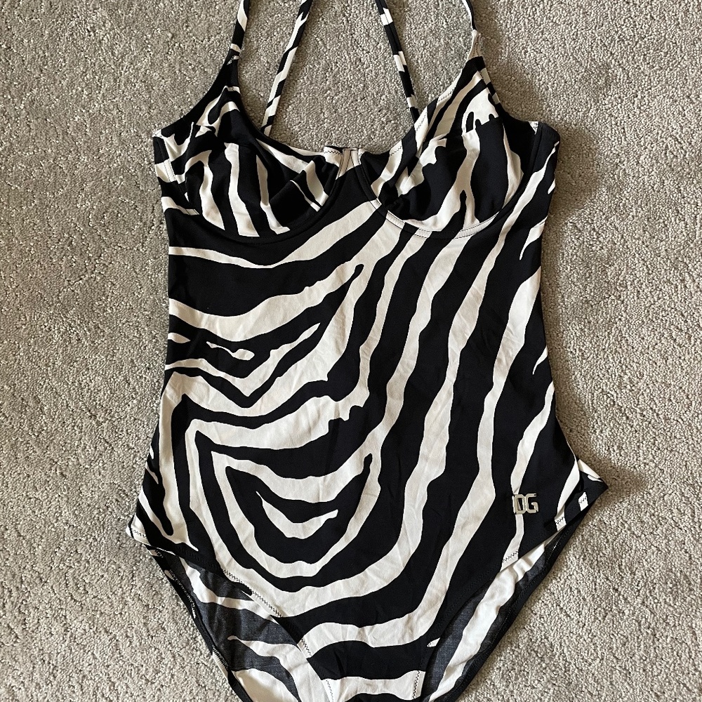 Dolce & Gabbana zebra print one piece swim suit